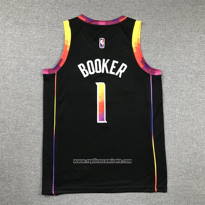 Camiseta Nino Phoenix Suns Devin Booker #1 Statement 2022-23 Negro